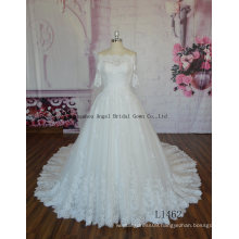 New Arrival Floor Length off Shoulder Short Sleeves Bridal Gown